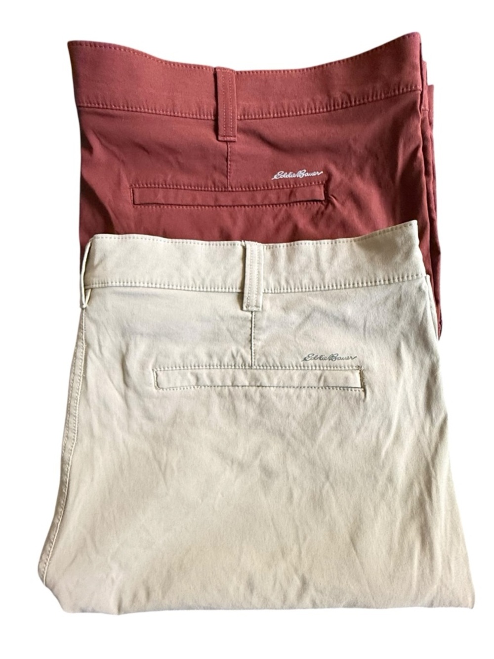 Eddie Bauer Travex Men's 42 Red Rust & khaki Chino Performance Hybrid Shorts